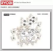 Deck Blade Motor Ryobi 54" Z54Li 80v RYRM8003 Zero Turn Mower Homelite 997886001