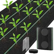 YBB 33 x 3.3 Ft Weed Barrier Landscape Fabric with Planting Holes, Heavy Duty Weed Block Control Mat Garden Ground Cover Tarp with 10 Ground Nails + 10 Gaskets