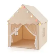 Costway Kids Large Fairy Tent Playhouse Gift w/Star Lights Beige