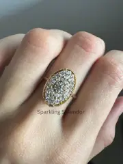 Oval Shape Cluster Wedding Ring Round & Marquise Moissanite Engagement Ring Her