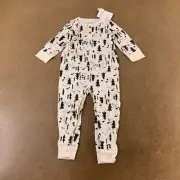 Lamaze Baby 24 Months Ivory Black Tree Print Waffle Knit Cotton One Piece NWT