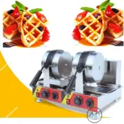 110V Double-head Round Waffle Maker Machine Non-stick Temperature Time Control