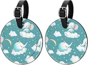 [KQNZT] Luggage Tags for Suitcases, 2 Pcs Personalized Luggage Tags for Suitcases, Leather Luggage Tag, Luggage Tag Cute, Unique Luggage Tags, Rainbow Cartoon Elephant