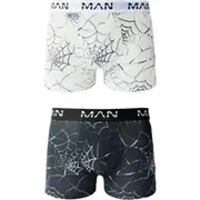 Mens Multi Halloween 2 Pack Man Spider Web Printed Boxers
