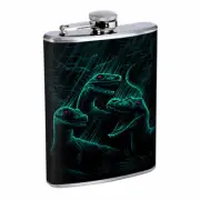 Velociraptor Dinosaurs Em1 Flask 8oz Stainless Steel Hip Drinking Whiskey