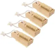 PLAFOPE 4 Pack Bamboo Fingernail Brush for Cleaning Sisal Nail Scrub Brush for Men Women Portable Toe Nail Set