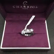 CHARRIOL Malia Flower Topaz 0.5cts Silver Steel Cable Ring Size 7.5