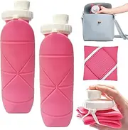 2 Pack Silicone Collapsible Water Bottle, 600ML Water Bottles Leak-proof Reusable BPA Free with Universal Parachute Strap, Foldable Portable Travel Water Bottle for Gym Camping Hiking Sports (Red)