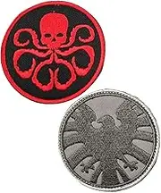Marvel Comics Shield and Hydra Cloth Patch Hook and Loop Tactical Morale Applique Fastener Military Embroidered Patch 2Pcs