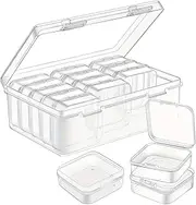 Bead Storage Box,15 Grids Clear Nail Accessory Storage with Hinged Lid | Pill Container, Travel Rectangle Holder for Hobbyists and Artists