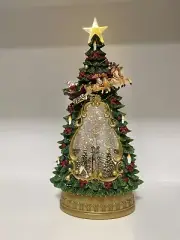 14 Inch Snow Globe Christmas Tree Figurine Lantern Musical Lighted Water Church