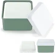 Lolyer Square Soap Travel Case for Dr. Squatch- Square Soap Holder with Soap Saver Pad, Portable Soap Dish Travel Containers for Bathroom Shower Gym (Green)