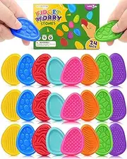 Fidget Toys Sensory Stone for Kids: 24 Pack Textured Worry Stones - Sensory Tools for Autism Children Calming - Quiet Fidget Toys for Students Anxiety Relief - Small Prizes Fidget Toys for Classroom