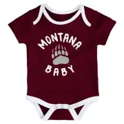 Outerstuff Montana Grizzlies NCAA Infant 3-Piece Creeper Set, Maroon/White/Grey