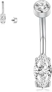 [GAGABODY] 14G Belly Button Rings G23 Titanium Belly Rings 3/8 inch 10mm Navel Rings CZ Belly Piercing Belly Button Navel Barbell Navel Piercing Ring, no gemstone