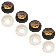 4 Black Custom License Plate Frame Screw Snap Caps Covers Flame Skull BFBW