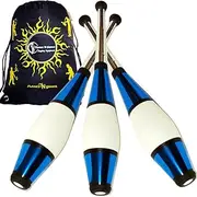 Juggle Dream Euro Pro Clubs Set of 3 (Blue) - Training Set With Flames N Games Travel Bag - Large Club Set for Children and Adults