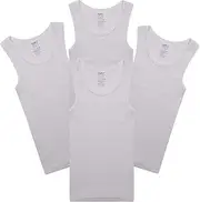 [Buyless Fashion] Boys Scoop Neck Tagless Vests Soft Cotton Tank Top (Pack of 4)