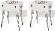 Quirky White Table Bedside Cabinets Set of 2 - Vintage Nightstand Stands for Bedroom, Living Room - Small Night Wooden Tables for Bed, 40x30x57 cm