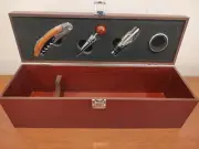 NEW - True - Cherry Gift Set Wooden Wine Bottle Box - Box Corkscrew Stopper etc