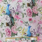 Quilting Patchwork Fabric Sewing Floral Peacocks 50x55cm FQ