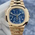 ⌚PATEK'S-PP WATCH  運動優雅系列5990/1R-001藍盤全金鸚鵡螺男表GMT