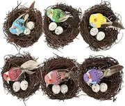 LIGHTAOTAO 6pcs Natural Style Artificial Bird Nest Ornaments Hand Woven Rattan Bird Nests for Garden Home and Landscape Decor for Houses Desktop Car