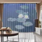 Lotus Leaves Surround 3D Blockout Photo Print Curtain Fabric Curtains Window