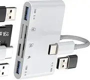 USB C to USB Adapter SD Card Reader(6in1)OTG 3.0 Converter for iPhone 16 15 MacBook Digital Camera Micro SD TF Memory Photo Transfer Compatible for Samsung for iPad Android Accessories Type C Charging