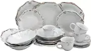 Scalloped Round Stoneware Elegant Dinnerware Dish Set, 20 Piece, White