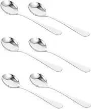 Hoement 6Pcs Stainless Steel Soup Spoons Stylish Kitchen Tableware Multipurpose Serving Mixing Spoons for Home Restaurant Use
