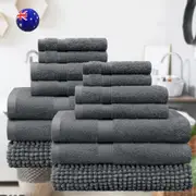 LINENOVA 7Pieces 100% Cotton Premium Quality Bath Towel Sets Chenille Bath Mat 550GSM 8 Colors
