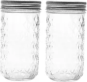 UTHCLO 2pcs Airtight Jars Smooth Lids Glass Containers for Honey Jam Spices Household Pot Dispensers for Kitchen