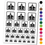 Holy Chapel Church Silhouette on Scalloped Square Border Temporary Tattoo Set