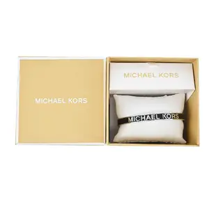 MICHAEL KORS BRASS 寬版LOGO扣式手環禮盒-黑色