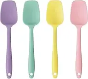 TKINRIC 4 PCS Silicone Spatula Set,Rubber Spatula,315℃ High Heat Proof Flexible BPA-Free Non-Stick Bowl Scraper,Seamless Silicone Cooking Spoons for Baking Cooking Mixing Cookware