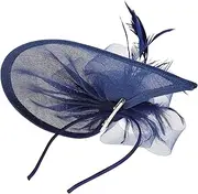 [COSMEVIVI] Stylish Headband Mesh Top Hat Adjustable Size Fashionable Fascinator Hat for Women for Cocktail and Tea Parties Dark Blue