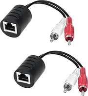 Audio Balun, 2 Pack Stereo RCA to Stereo RCA Audio Extender Over Cat5 / Cat6 UIInosoo 2 RCA to RJ45 Stereo Cable