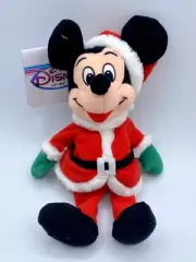 -P NEW THE DISNEY STORE BEANIE BEAN BAG PLUSH MICKEY MOUSE SANTA CLAUS