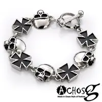 在飛比找PChome24h購物優惠-ACHOS【Skulls水晶骷髏C】潮流西德鋼手環