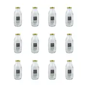 12PK Glass & Co Preserve Glass Bottle Tropical Container w/ Lid Clear/Gold 1L