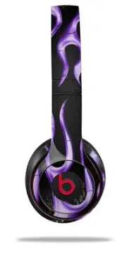 Skin Wrap for Beats Solo Wireless 2 3 4 Metal Flames Purple SKIN ONLY