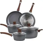 Nonstick Pots and Pans Cookware Sets, 8PCS Coating Marble Frying Pans & Saucepan