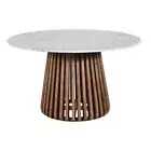 NEW Warriewood Indoor Wooden Round Dining Table With Marble Top - Dining Tables