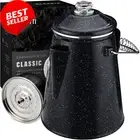 18 Cup Black Camping Coffee Percolator Pot for Campfire Brew