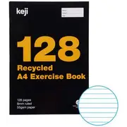 Keji A4 55gsm 8mm Ruled Recycled Exercise Book 128 Page