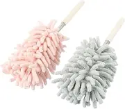 PEPLAYTAL 2Pcs Telescopic Dusting Brush Microfiber Household Duster for Home Cleaning for Ceiling Furniture and Car Dust Removal Nordic