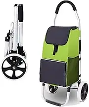 FSNEODYV Shopping Trolley， Heavy Duty Trolley Bag with 2 Large Silent Wheels Removable Lightweight Design 40L Large Capacity(Green)