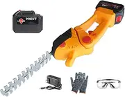 2-in-1 Cordless Hedge Trimmer, Electric Hedge Clipper with 2 Interchangeable Blades and 18000mAh Lithium-Ion Battery, Handheld Grass Cutter for Garden, Shrub, Lawn Trimming