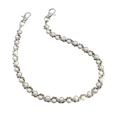 Delicate Pearls Enhanced Waist Jewelry Metal Chain Lightweight Trouser Chain